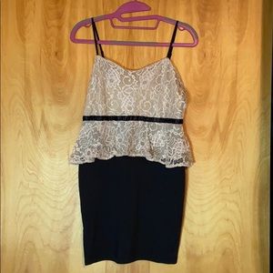 Cream lace and black dress